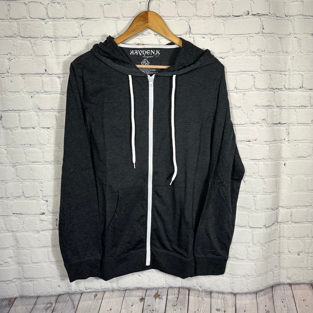 Kayden.K Anywear Mens‎ Charcoal Gray Full Zip Hoodie Sweatshirt Medium NWT